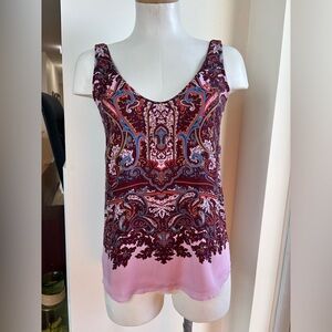 J. Crew Paisley Print Silk-Blend Camisole in Burgundy and Pink